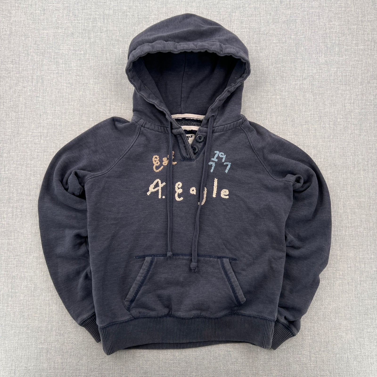 Y2k American Eagle Outfitters Distressed Hoodie Women Medium Blue Preppy Cozy